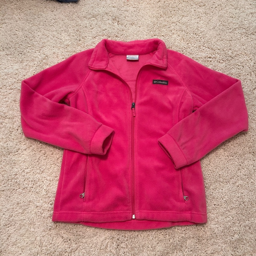 Columbia Pink Fleece Jacket with Stand-Up Collar